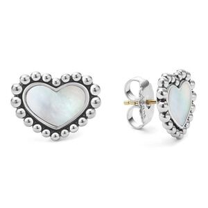 LAGOS Maya Mother of Pearl Heart Stud Earrings in Sterling Silver